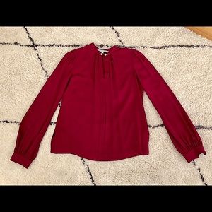 DVF Red Silk Billow Blouse w/Gold Button Details!